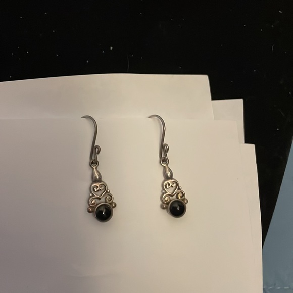 Jewelry - Lovely Pair 925 Silver Earrings With Onyx Stones